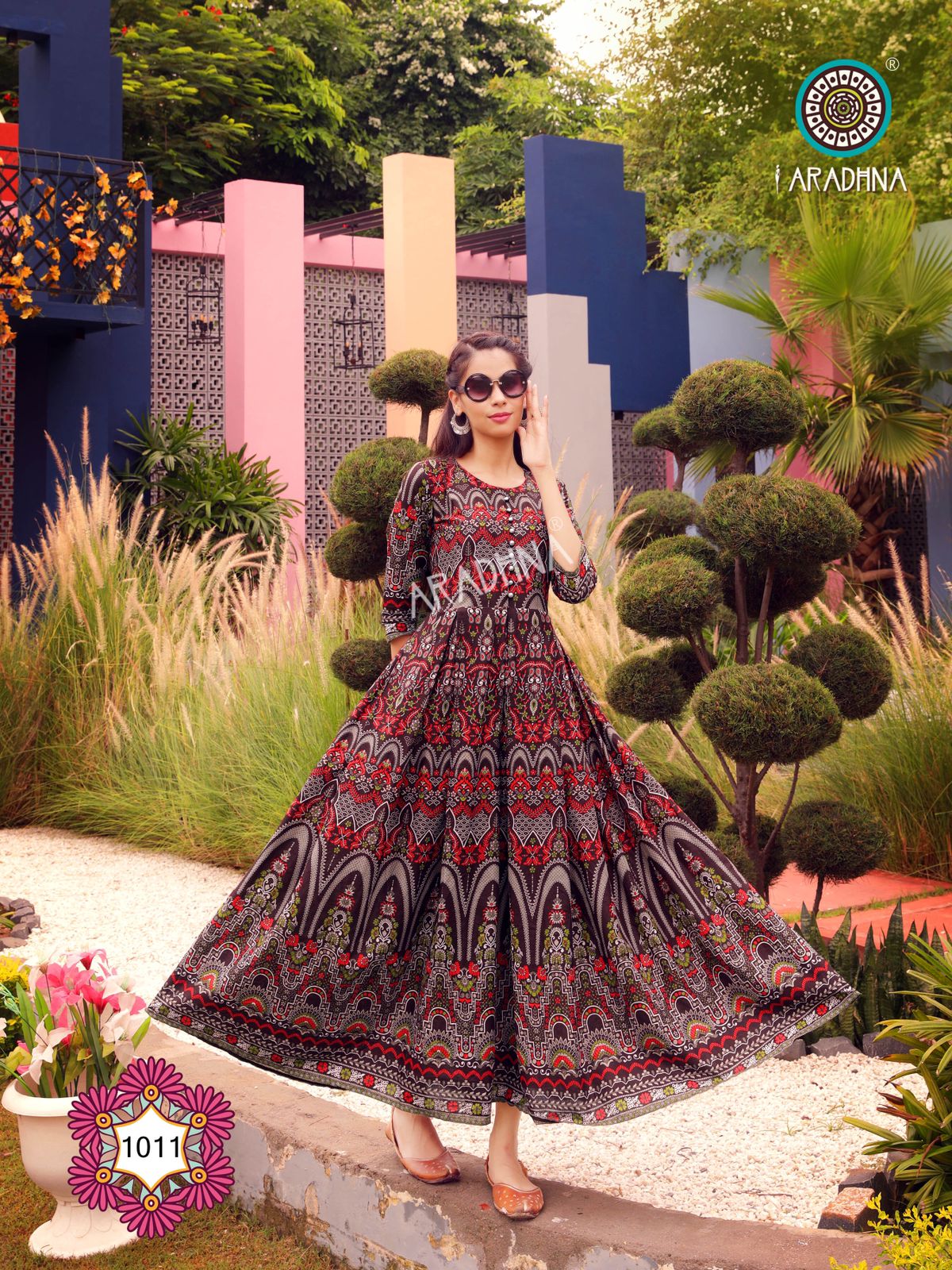Aradhna Fashion Fire 1 Heavy Cotton Festive Wear Anarkali Long Stylish Kurti Collection